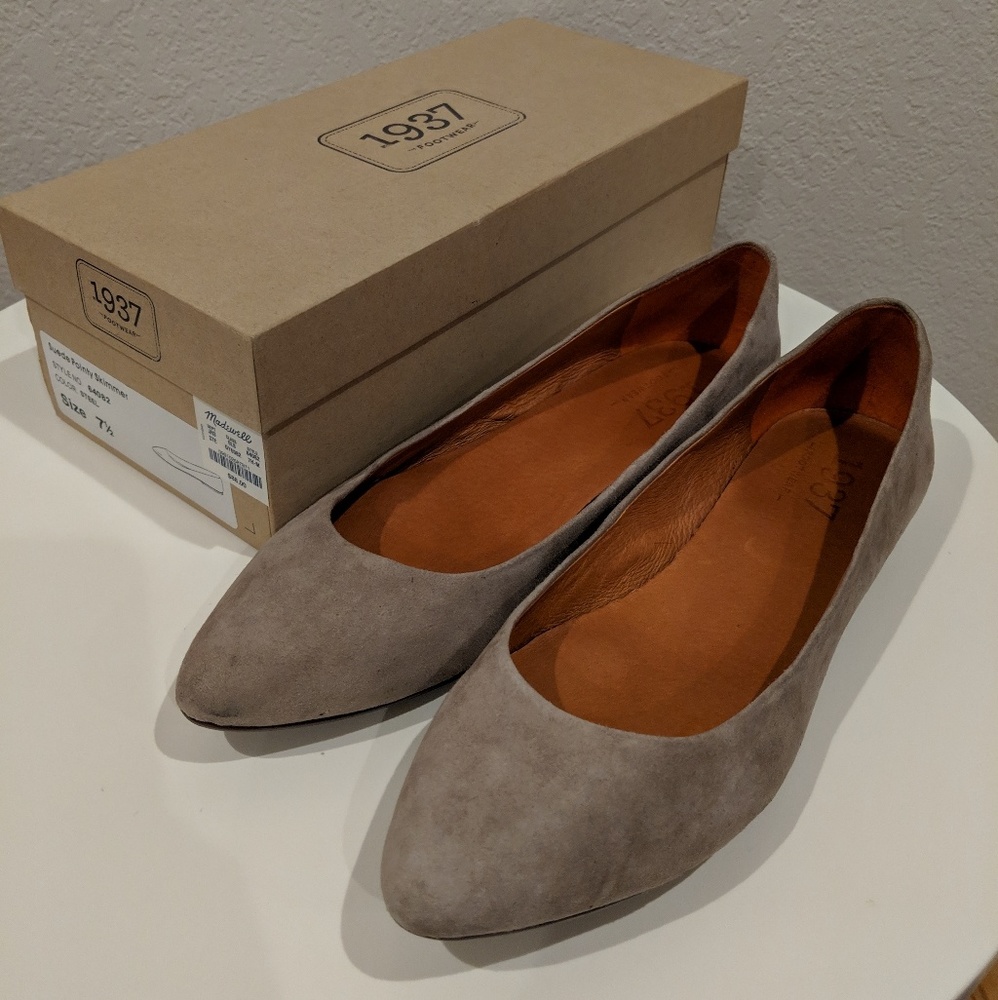 Madewell Suede Pointy Skimmer - Steel Grey
